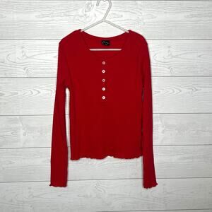 Art Class red ribbed long sleeve Henley  top girls size Large(10-12)